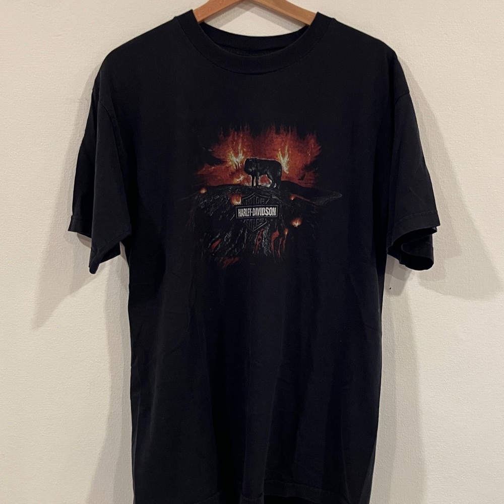 Harley-Davidson Black Tee with Fiery Graphic New Orleans